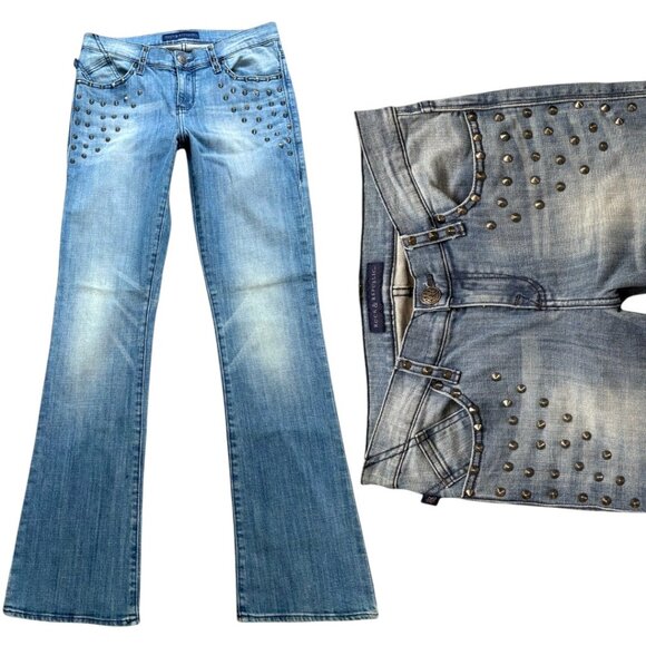 2000'S VTG. RARE ROCK & REPUBLIC STUDDED‎ LOW RISE KASSANDRA JEANS US SZ. 8 - Picture 2 of 5
